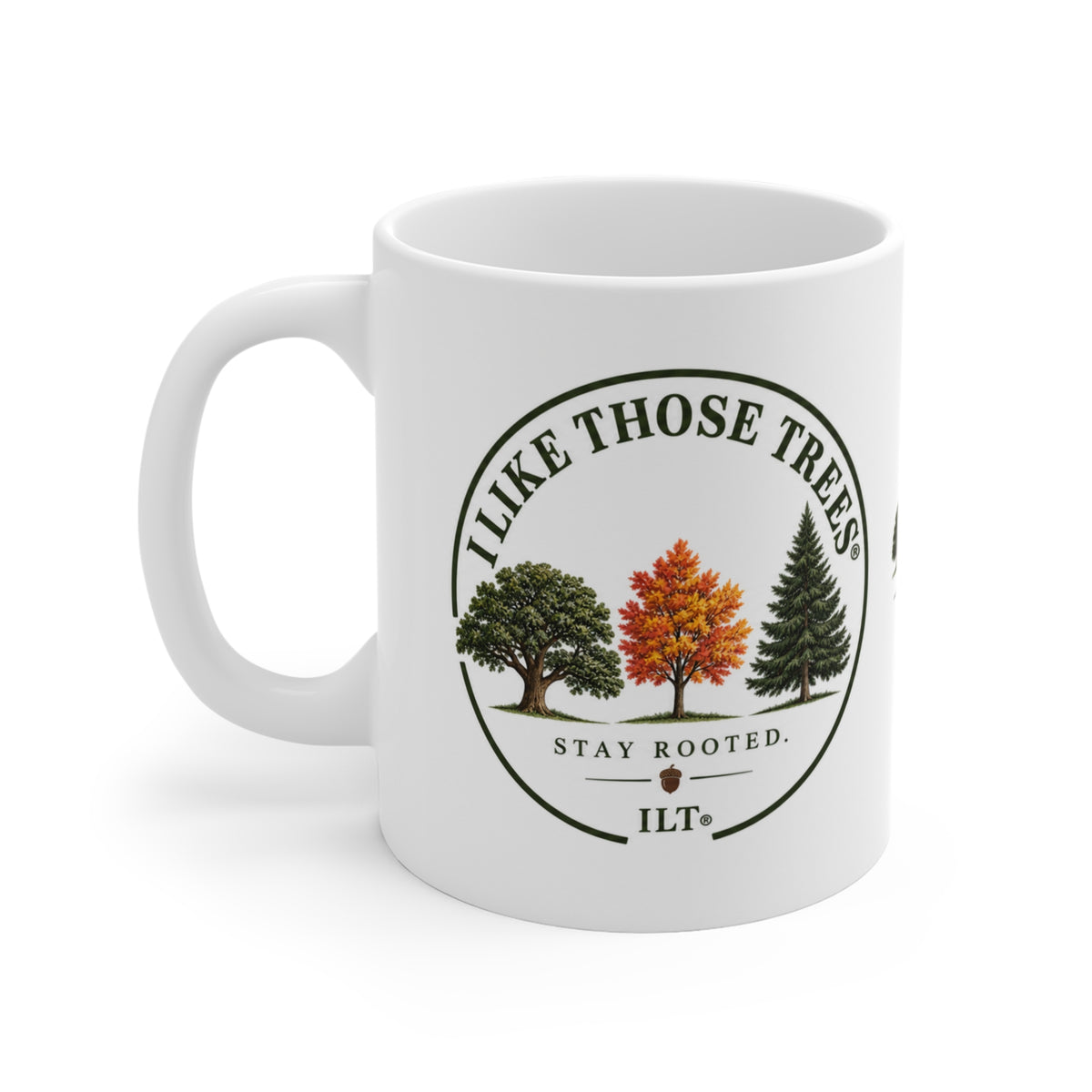 ILT Three Trees White Mug, 11 oz white ceramic mug