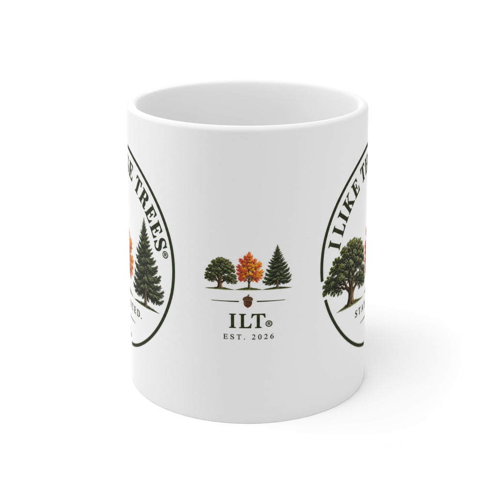 ILT Three Trees White Mug, 11 oz white ceramic mug