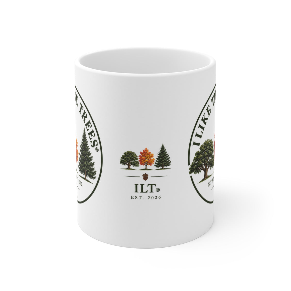 ILT Three Trees White Mug, 11 oz white ceramic mug
