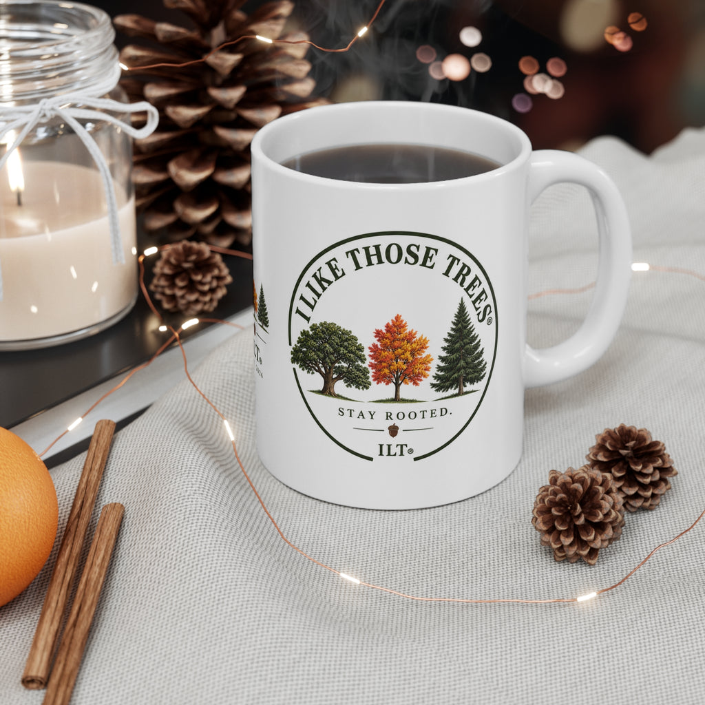 ILT Three Trees White Mug, 11 oz white ceramic mug