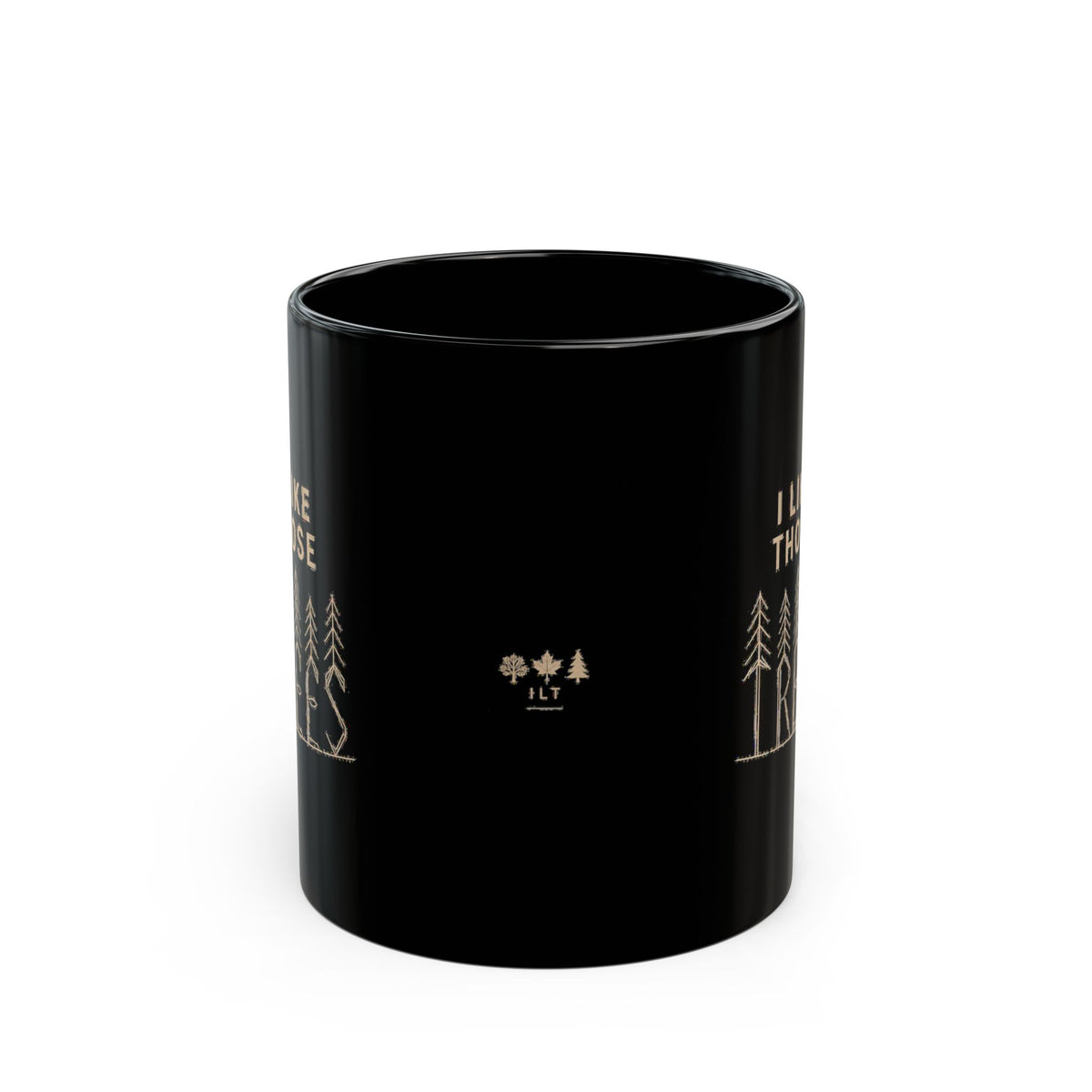 ILT Modern Glossy Black Line Art Mug, 11 oz glossy black ceramic mug