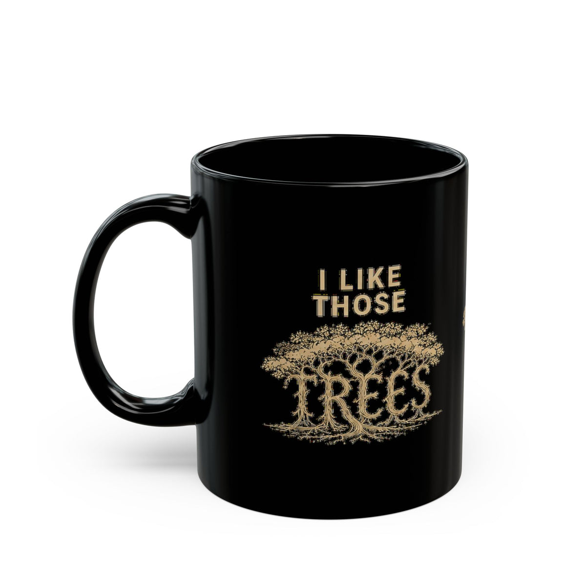 ILT Modern Glossy Black Tree Word Mug, 11 oz glossy black ceramic mug
