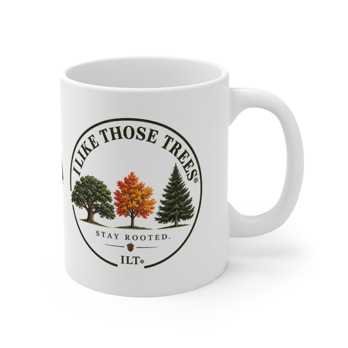 ILT Three Trees White Mug, 11 oz white ceramic mug