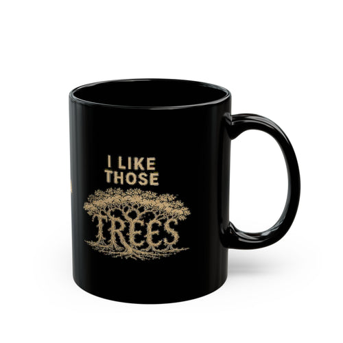 ILT Modern Glossy Black Tree Word Mug, 11 oz glossy black ceramic mug